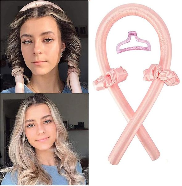 

heatless curling rod headband no heat curls ribbon hair rollers sleeping soft headband hair curlers diy hair styling tools3051813, Silver