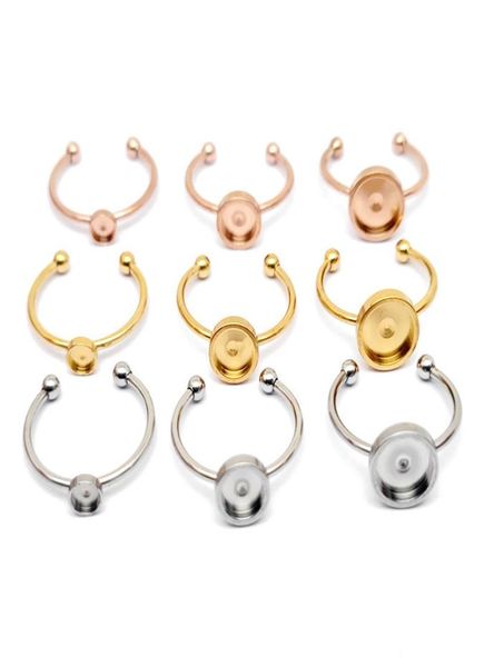 

6 8 10 12mm no fade stainless steel gold plated ring settings blank base fit 620mm glass cabochons buttons2032749, Slivery;crystal