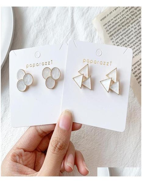 

stud fashion jewelry s925 silver needle geometric earrings round triangle st sqcoli queen665749549, Golden;silver