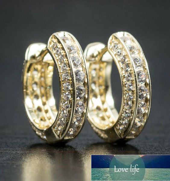 

huitan small hoop earrings for womenmen gold color silver color brilliant cz versatile statement jewelry7982561, Golden;silver