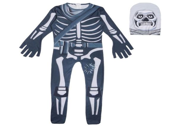 

boys ghost skull skeleton jumpsuit cosplay costumes party halloween kids bodysuit mask fancy dress children039s halloween props1719035, Black;red