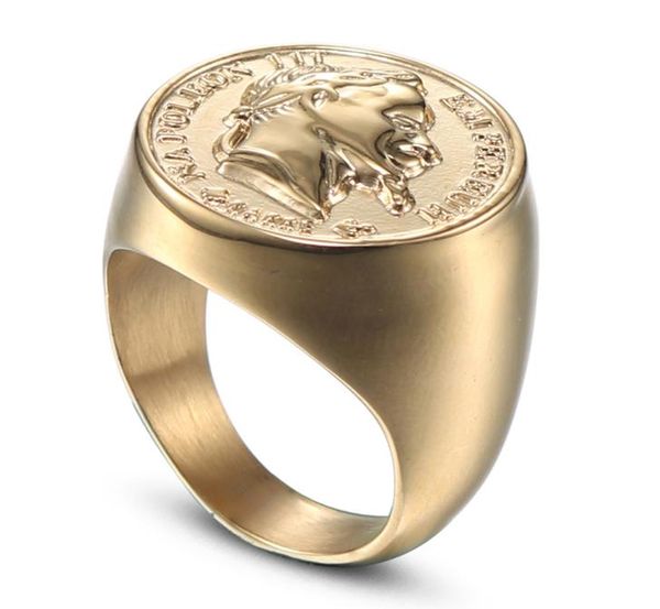 

cxqnewa stainless steel big size men punk signet ring jewelry figure statue ring fashion male ring anel masculino1545223, Slivery;golden