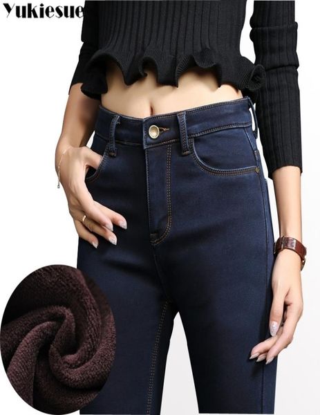 

women thick velvet jeans female skinny stretch trousers pencil pants ladies winter warm denim ladies leggings jeans y2004228251028, Blue