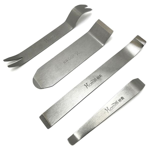 

4pcs metal auto trim removal tool kit, no-scratch auto fastener remover pry tool interior door panel clip fastener removal for car vehicle d
