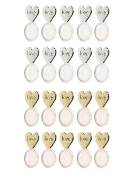 

20pcs heart love magic earring lifters lifts backs adjustable hypoallergenic nuts ear lobe support stud3051116, Golden;silver