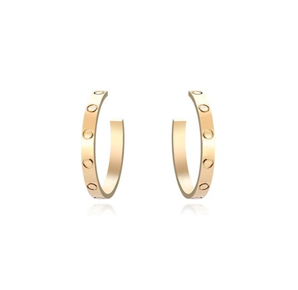

high edition hoop huggie screw stud love earrings for women ladies girls gift jewelry 316l titanium steel designer jewelry surfa1442187, Golden;silver