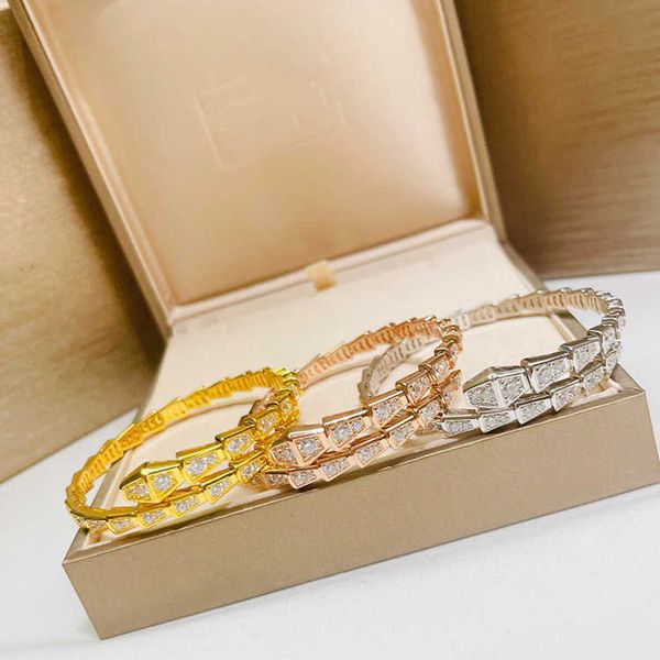 

s925 sterling silver women's snake full hollow high carbon diamond fashion treasure home same style bracelet ins b808, Golden;silver