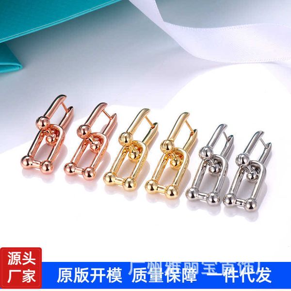 

high version v goldtiffay floor same style slub ear buckle fashion u-shaped lock geometric earnail, Golden