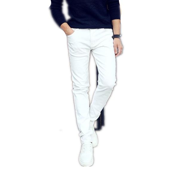

summer casual thin youth business white stretch jeans pants male teenagers trousers skinny jeans men whole leggings1583029, Blue