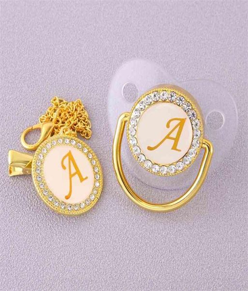 

luxury transparent initial letter a bling baby pacifier with chain clip newborn bpa dummy soother chupete de bebe 2104077139385