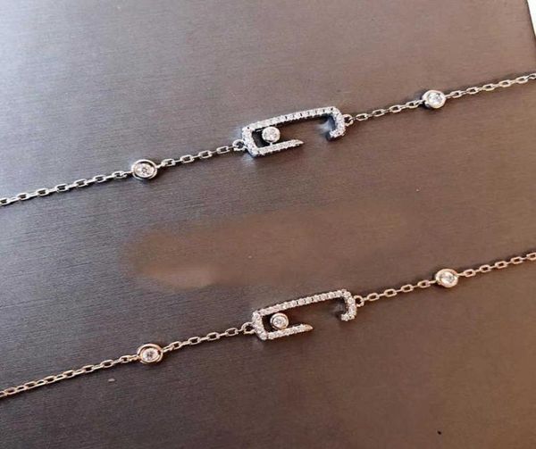 

brand pure 925 sterling silver jewelry for women thin silver chain bracelet praty wedding jewelry slide stone bracelet rose gold8642206, Golden;silver