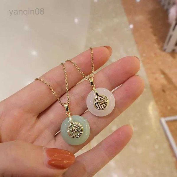 

pendant necklaces lucky new arrival chinese fu jade necklace jewelry stainless steel chain natural emerald jade pendant necklace for family, Silver