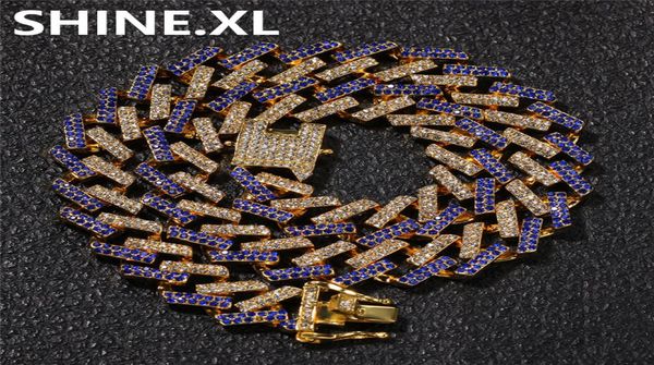 

15mm multicolor miami cuban chain necklace exaggerated personality imitation gold diamonds mens hip hop jewelry gift7935230, Silver