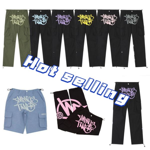 

2023 minus two cargo harajuku casual loose punk rock straight wide leg trouser streetwear y2k pant retro street trend overalls 3 xehr, Black