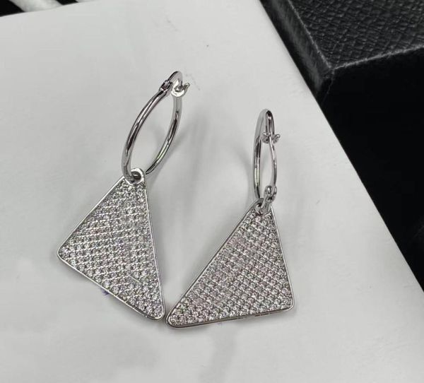 

fashion classic triangle pendant charm earrings aretes full diamonds designer earrings for women4818645, Golden