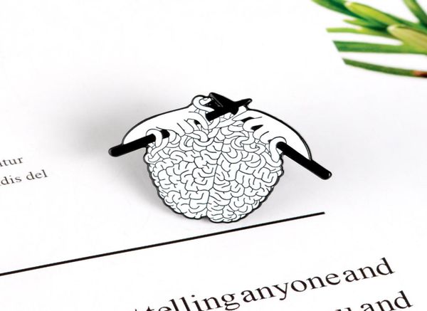 

new horror white brain brooch brain marrow knitted sweater needle creative enamel pin jewelry girl denim clothes badge8320335, Gray