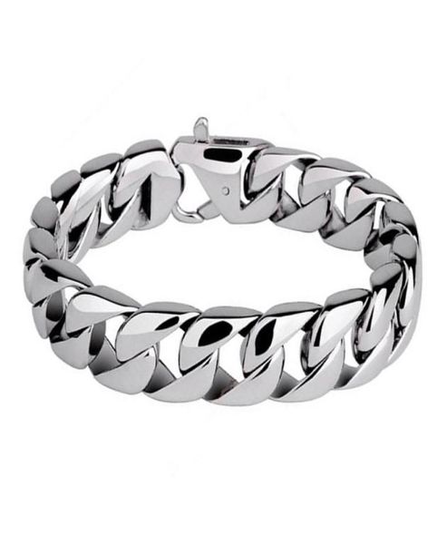 

men bracelets 316l stainless steel high polished cuban chain punk wristband bangle pulseras classic jewelry brace lace hip hop acc6814362, Golden;silver