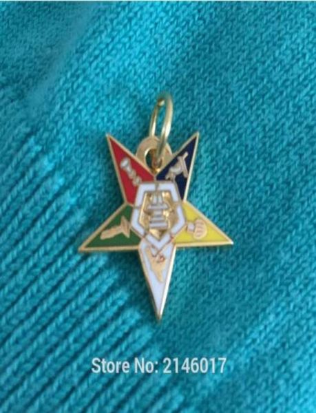 

10pcs masonry enamel metal craft gold color order of the eastern star lapel pin jewel custom ma pendant charms12162272452403, Gray