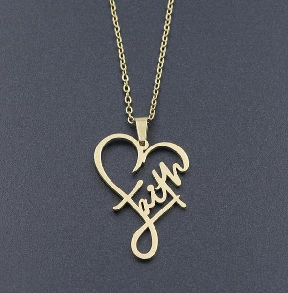 

pendant necklaces villwice religious faith heart necklace women men stainless steel gold plated christian inspirational jewelry gi2908989, Silver