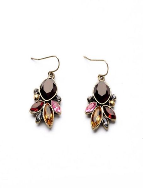 

resin gemstone antique gold color drop earrings for women colorful crystal flower dangle earrings 2 designs5591186, Silver