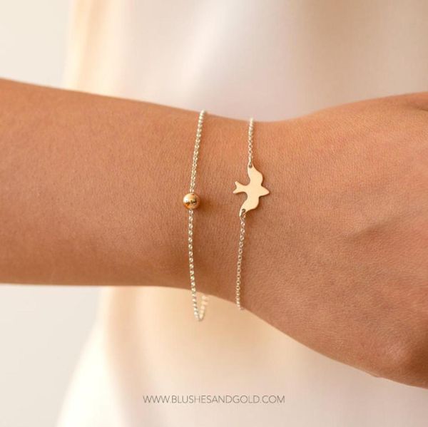 

30pcs tiny peace dove bracelet soar flying bird bracelet little swallow baby bird bracelets abstract bracelets1852595, Golden;silver
