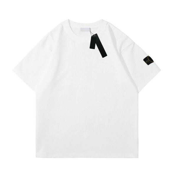 

2023 trend t-shirt badge men's and women's round neck pure cotton loose all match fashionable half-sleeved summer leisure sports s, White;black