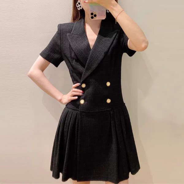

casual dresses sandro women's elegant suit tweed double breasted black dress 1234-sfp-ro-0, Black;gray