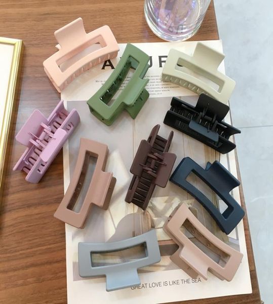 

solid color chic frosted hair claws hollow square acetate hair clamps women fashion geometric hairpins barrettes2969135, Slivery;golden
