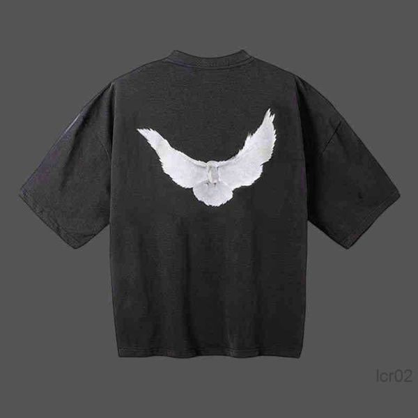 

men's t-shirts tripartite dove designer kanyes wests fashion co branded men oversize tees polos peace doves printed mens and womens yzy, White;black
