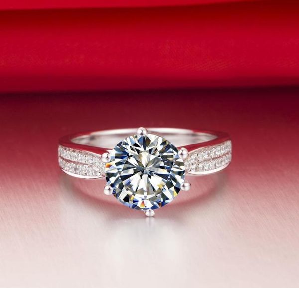 

2 ct synthetic diamond rings sterling silver wedding bands for women engagement rings for women white gold 18k drop 4054077, Golden;silver