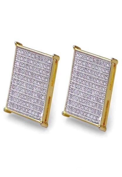 

mens hip hop earrings gold plated cz diamond stud earring mens fashion iced out earings hip hop jewelry gift9055546, Golden;silver