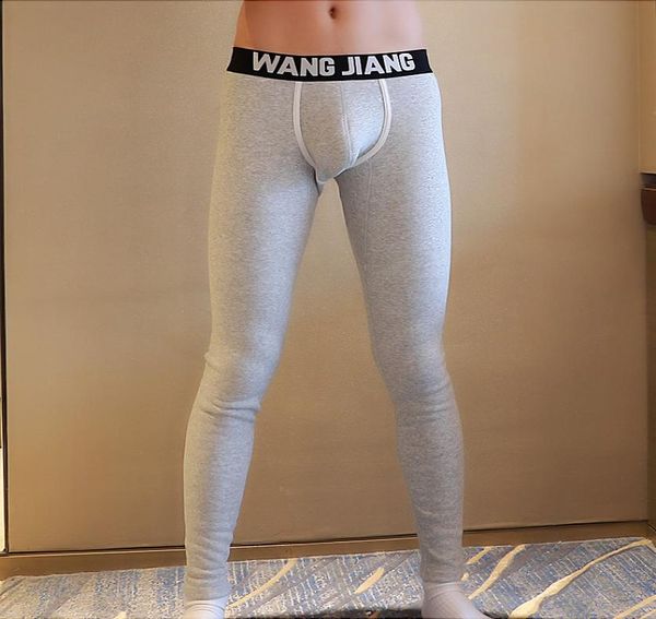 

men039s autumn pants fashion solid color leggings low waist upouch bag push up men039s thermal underwear bottoms9440828, Black;white