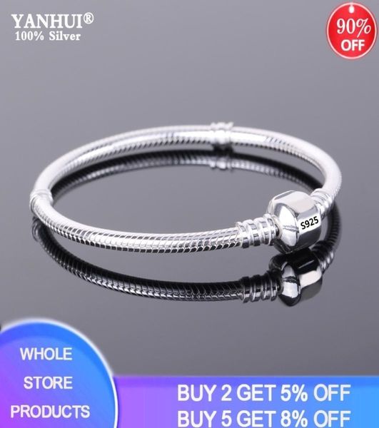 

with certificate 100 original 925 sterling silver original charm bracelet with women diy beads charms bracelet bangle lj2010207954321, Golden;silver