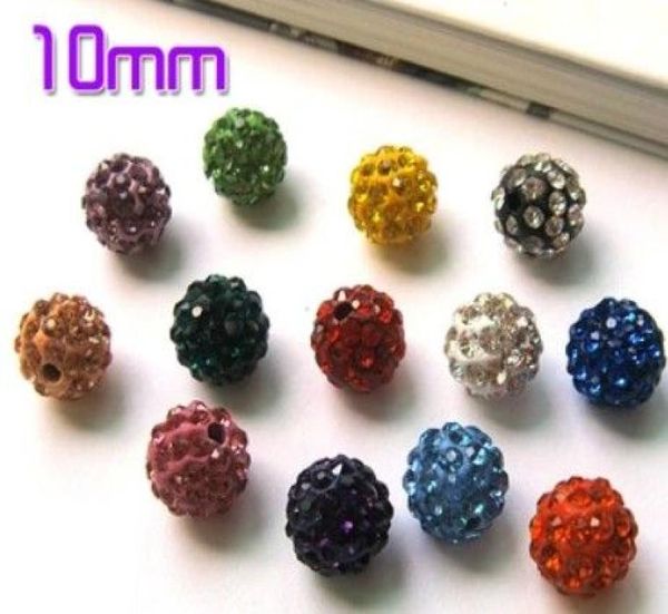 

100pcslot 10mm can choose color red white mixed micro pave cz disco ball crystal bead bracelet necklace beads diy spacer6206109