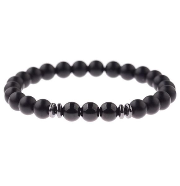 

classic men bracelet black tourmaline matte natural stone protection yoga beaded stretch bracelets hommes pulsera hombre3081955