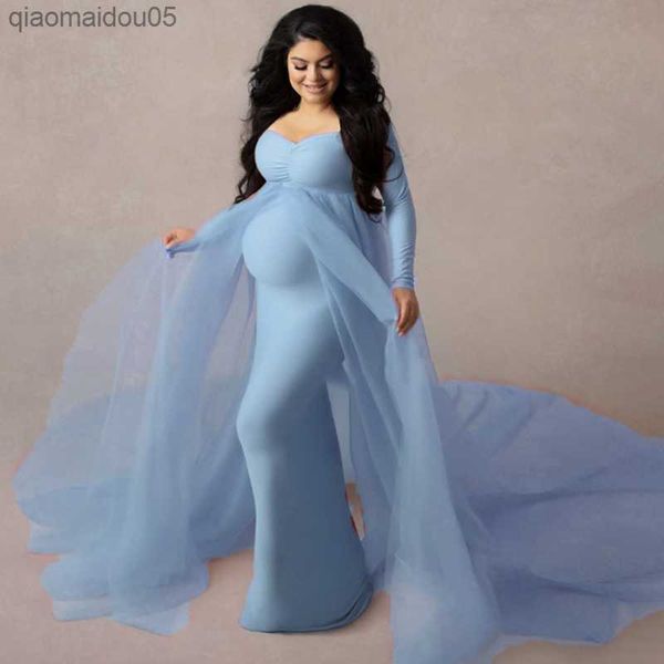 

2023 long sleeve maternity dress for women p shoot clothes elegant lace pregnant evening maxi dress come pgraphy prop l230712, White