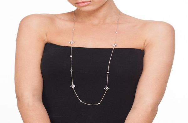 

long cz station chain necklace women ladies jewelry cz statement sweater chain fashion elegance multi layer necklaces dff12126151671, Silver