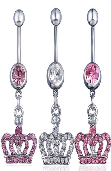 

d0370 crown belly navel button ring mix colors01234569454037, Silver