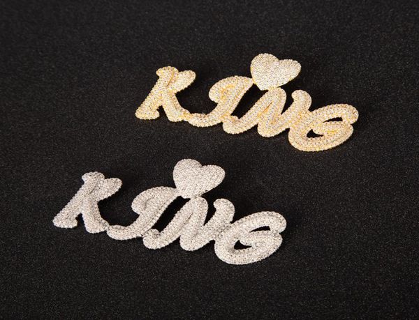 

custom name heart hook brush letters pendant iced out pendants for men women personalised jewelry gift6354556, Silver