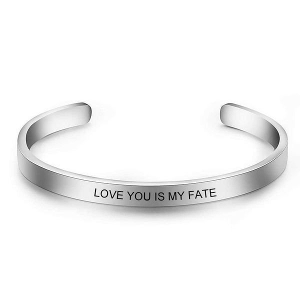 

fashionable and minimalist c-shaped open 5mm 155mm stainless steel smooth faced bracelet with laser capability, Golden;silver