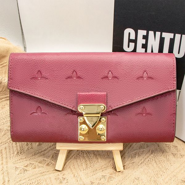 

women's wallet wristlets keychain long wallet clutch bag embossed genuine leather key pouch card case square classic flap vacation calf, Red;blue
