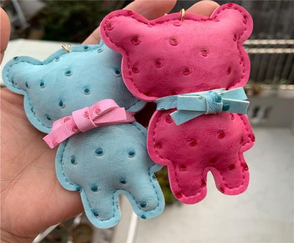 

bear designer tassel keychains pu leather cartoon animal keyring chains rings jewelry car keys holder women bag pendant charms for8476429, Slivery;golden