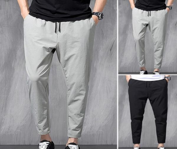

men039s pants cotton joggers men solid men39s harem 2022 summer fitness casual anklelength mens trousers streetwear slim ma9770215, Black