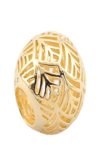 

authentic 925 sterlingsilverjewelry 14k gold plated openwork tropicana leaf charms palm tree charm beads for diy bracelets jewel6749586, Black