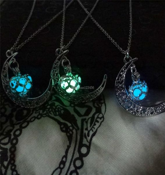 

glow in the dark moon necklace fluorescence love locket necklaces women necklaces fashion jewelry will and sandy new9858916, Silver
