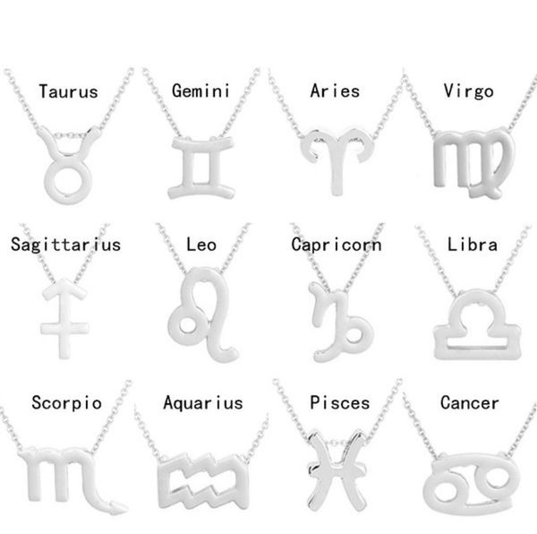 

12 zodiac signs necklace silver gold chains constellation necklaces pendant women fashion jewlery4445561