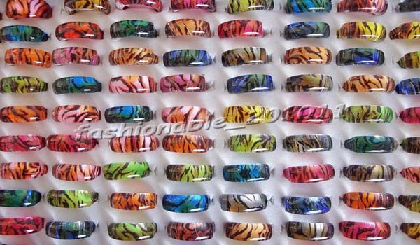 

100pcs square leopard skin mix resin rings whole cute jewelry7207849, Silver