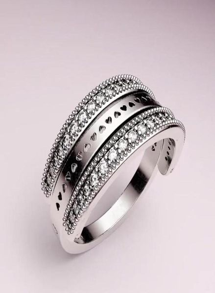

wholesale-fashion real 925 sterling silver reversible ring for cz diamond wedding rings for women with original box set9706246, Slivery;golden