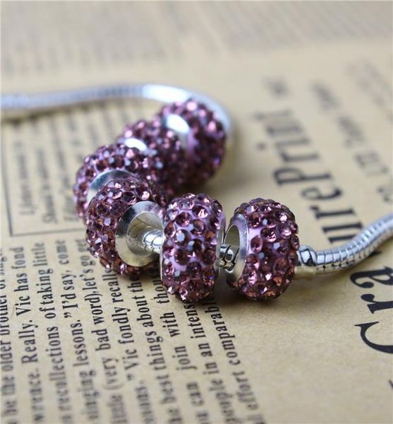 

dark purple crystal clay charm bead 925 silver plated fashion women jewelry stunning european style for p bracelet necklace 1299289, Bronze;silver