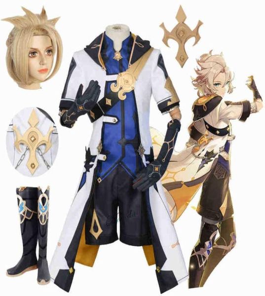 

anime costumes game genshin impact cosplay koum albedo cosplay genshin project wigs boots outfit anime halloween party koum j220917480223, Black